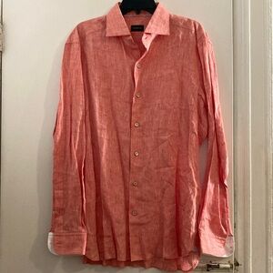 Ermenegildo Zegna coral linen shirt NWOT